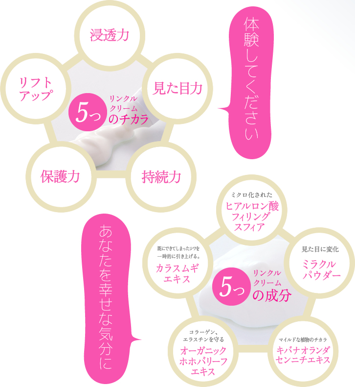 リンクルクリーム5つのチカラ/成分
